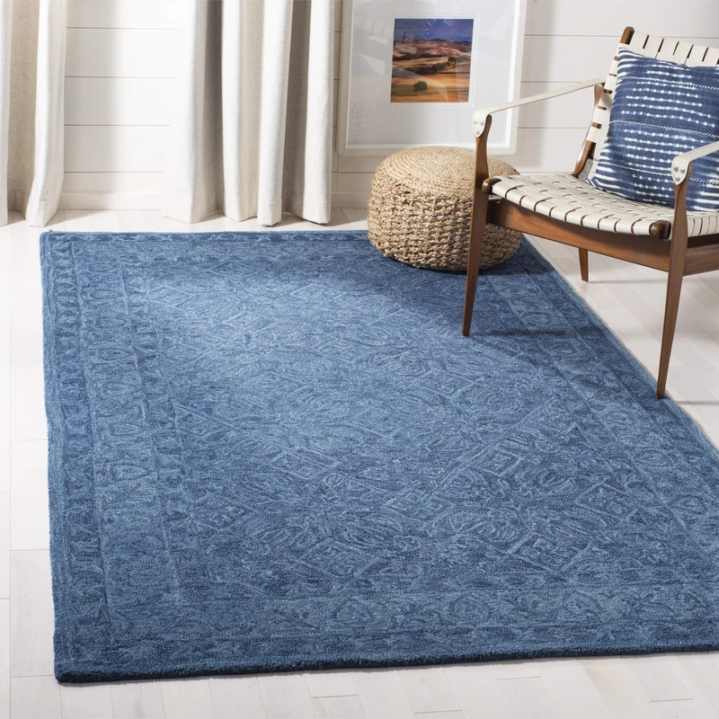 Safavieh Contemporary Rug for Living Room, Dining Room, Bedroom - Dip Dye Collection, Short Pile, in Navy Blue, 244 X 305 cm