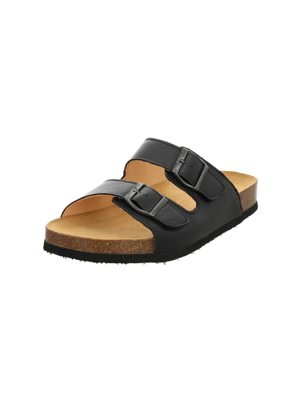 THINK! Herren WOLFI chromfrei gegerbte nachhaltige Pantolette, Schwarz 0000