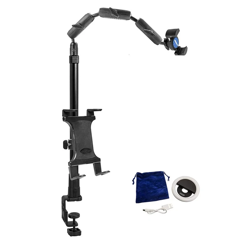 ARKON Remarkable Creators Clamp Phone or Camera Stand with Ring Light for Nail Art, Baking, and Crafting Videos (CLAMPRCB) - Image 1