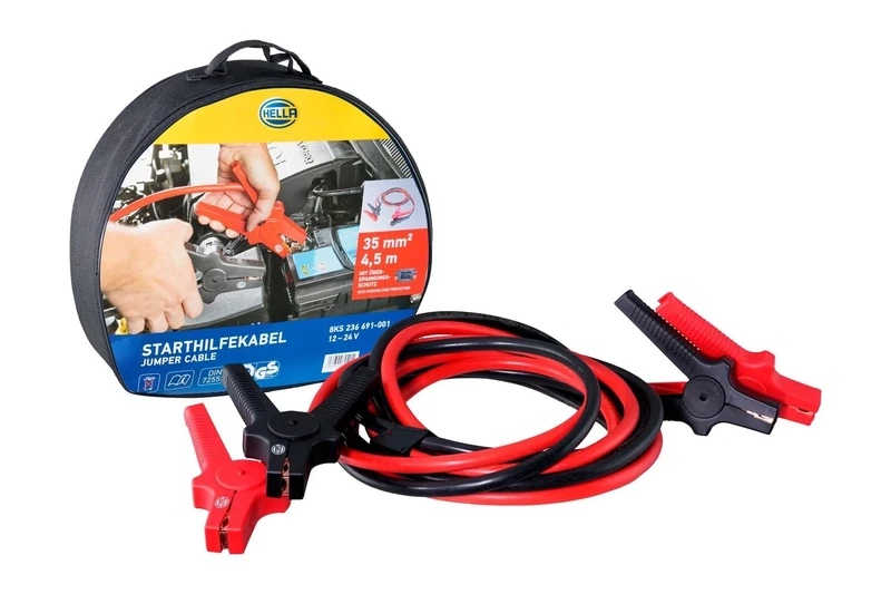 HELLA 8KS 236 691-001 Jumper Cables - 12/24V - 480A - Cable: 4.5m - with overvoltage protection