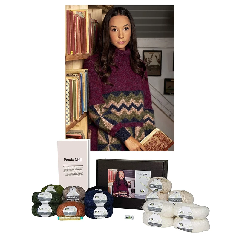 DesignEtte Kit Pondo Mill Merino Wool and Superkid Mohair L/XL-2XL/3XL in Multi-Colour White No-S-2818 Knitting Pattern Level 3 (Intermediate)