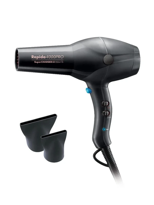 Diva Pro Styling Rapida 4000 Pro Dryer Onyx - 2200W Professional Hairdryer with Ionic Conditioning PRO109