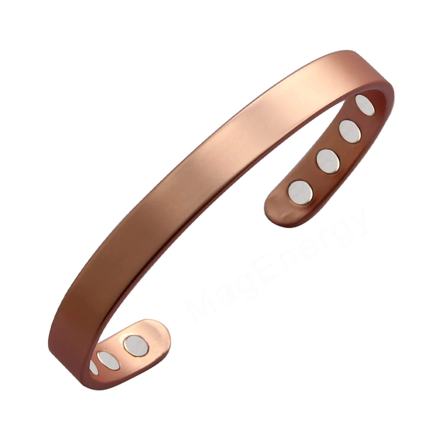 MagEnergy Copper Magnetic Bracelet for Men and Women 99.9% Pure Copper Bangle 6.8" Adjustable with 8 Magnets (Plain design)