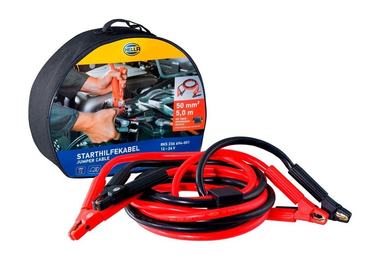 HELLA 8KS 236 694-001 Jumper Cables - 12/24V - 750A - Cable: 5m - with overvoltage protection