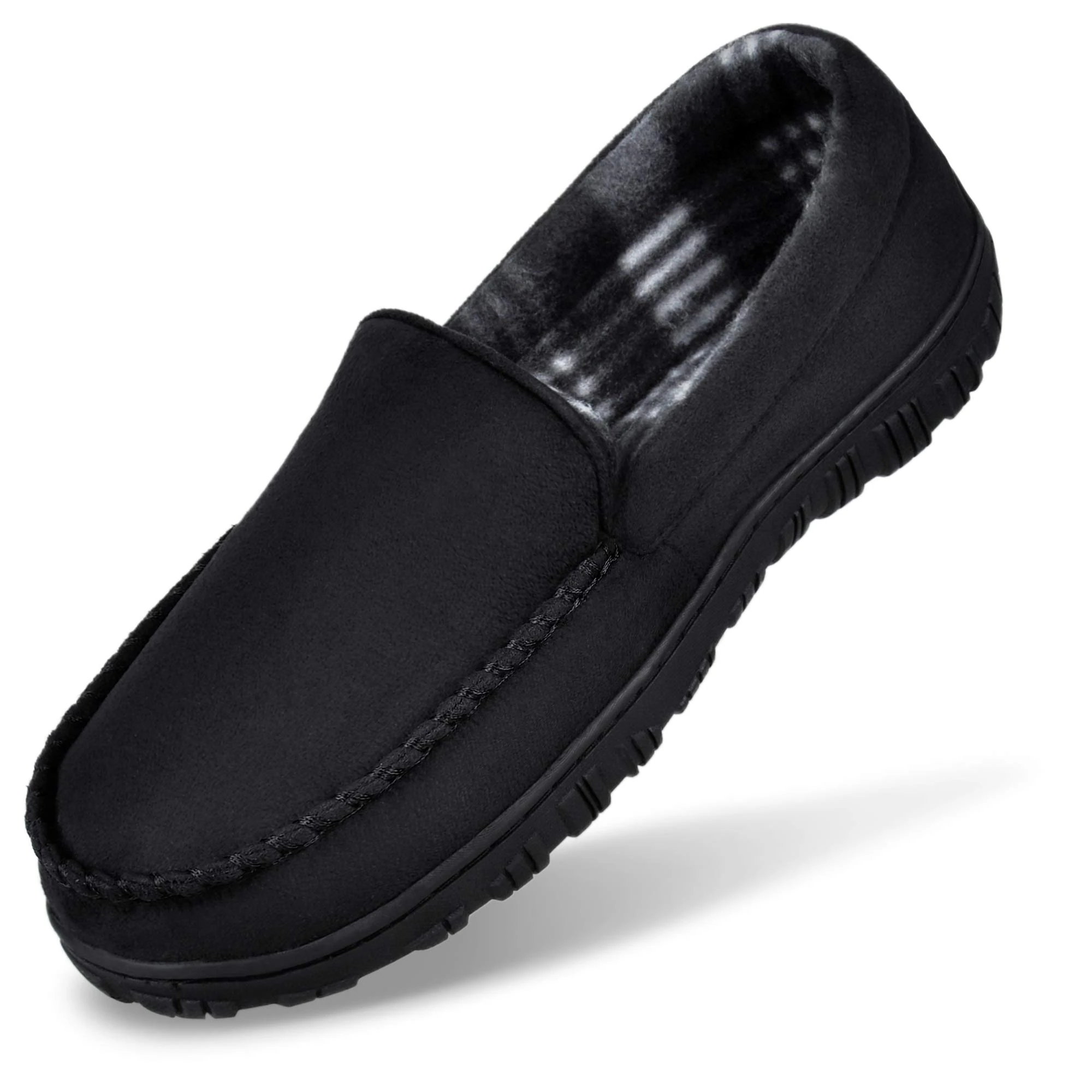 MIXIN Slippers for Men Moccasin House Shoes with Comfortable Memory Foam Size 7 Black