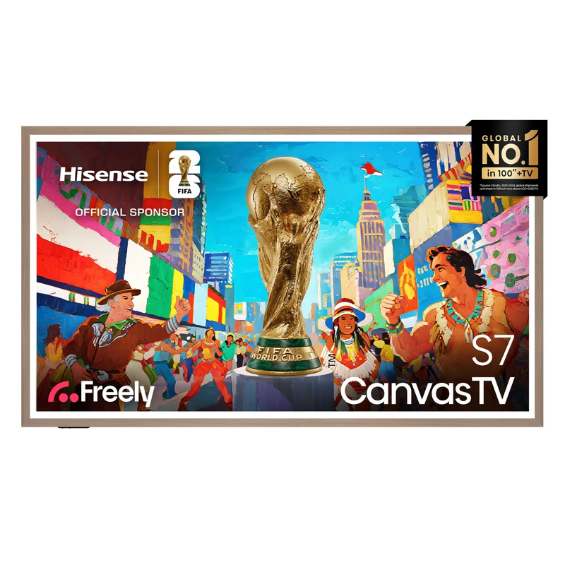 Hisense 65" 65S7NQTUK Canvas TV - 144Hz Game Mode PRO, Art Mode, Styles Swaps Frames, UltraSlim Wall Mount with Freely, Disney +, YouTube, Netflix