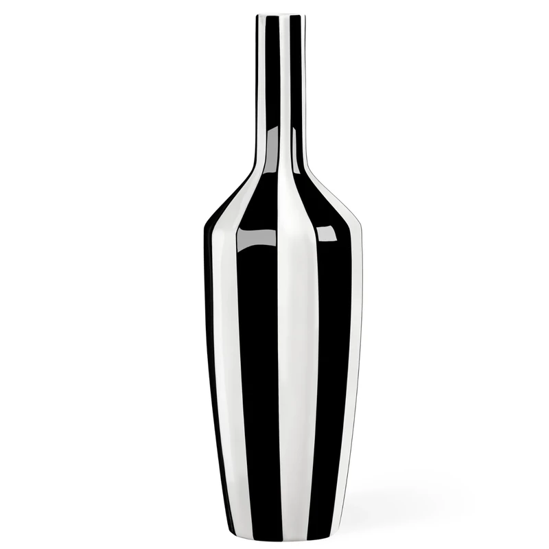 Torre & Tagus Abstract Black and White 15" Tall Ceramic Vase - Modern Decor for Living Room, Bedroom, Entryway