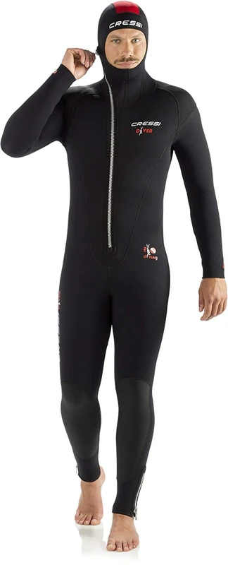 Cressi Diver Man Monopiece Wetsuit - Premium Wetsuit for Man with Fixed Hood