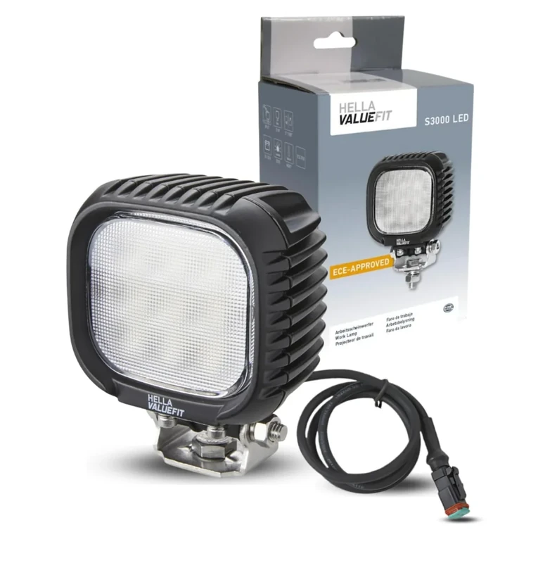 HELLA VALUEFIT 1GA 357 109-002 LED-Worklight - S3000 - 12/24/48V - 3000lm - Bolted/mounting - Swivelling Mounting Bracket - Short distance lighting - Cable: 800mm - Plug: DEUTSCH plug