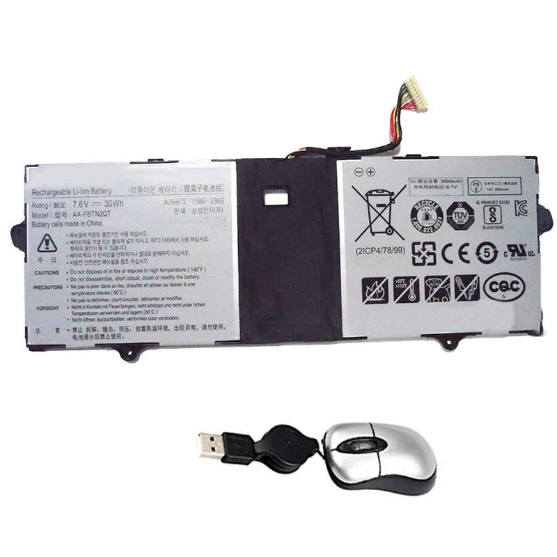 amsahr AA-PBTN2QT-05 Replacement Battery for SAMSUNG AA-PBTN2QT, 900X3N, NP900X3N - Includes Mini Optical Mouse ()