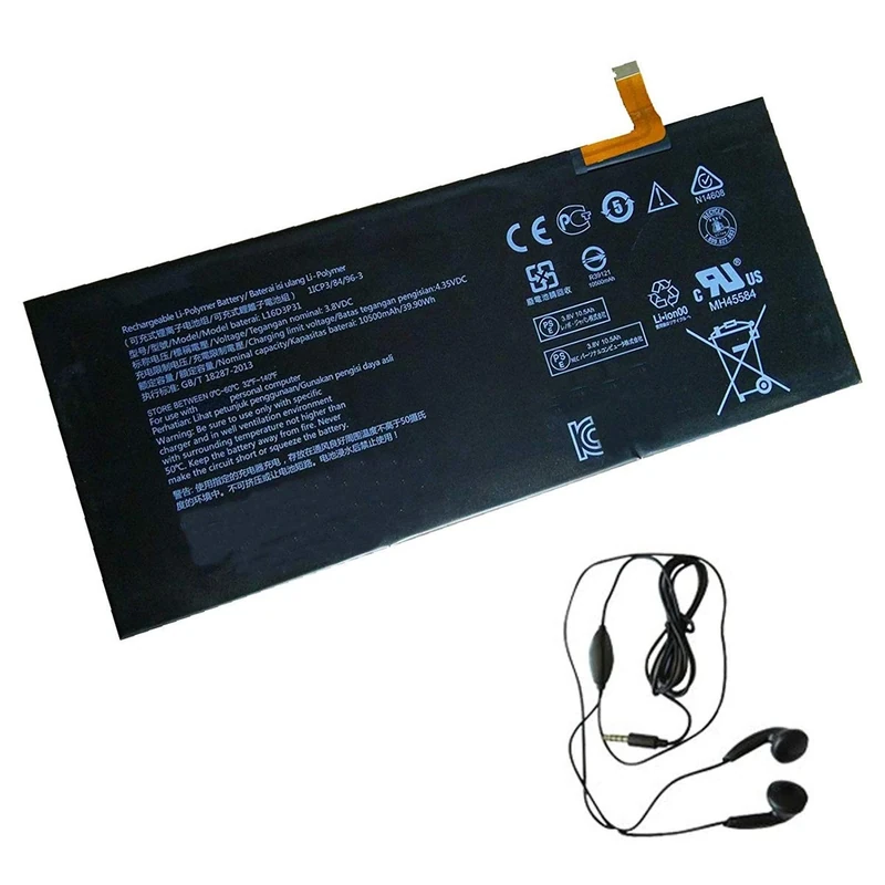 amsahr L16D3P31-03 Replacement Battery for LENOVO L16D3P31, 1ICP3/84/96-3 Series - Includes Stereo Earphone ()