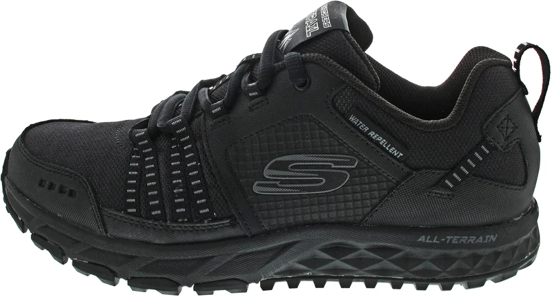 Skechers Men's Escape Plan Trainers, Black Black Leather Mesh Trim Bbk, 10.5 UK