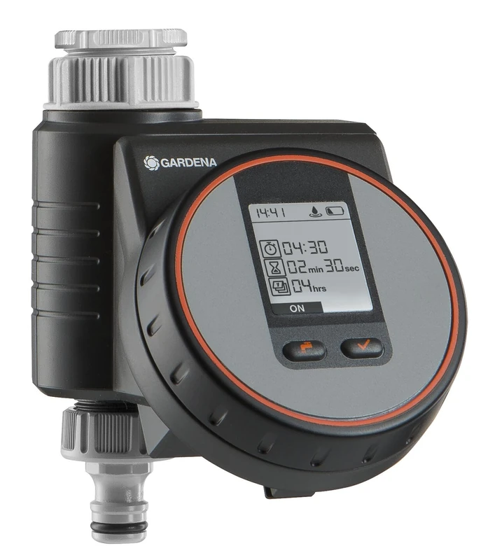 GARDENA Flex irrigation controller for quick automatic irrigation for the terrace and balcony, easy to use, Water Now function, Color Black/Grey/Orange 1890-20 - Image 1