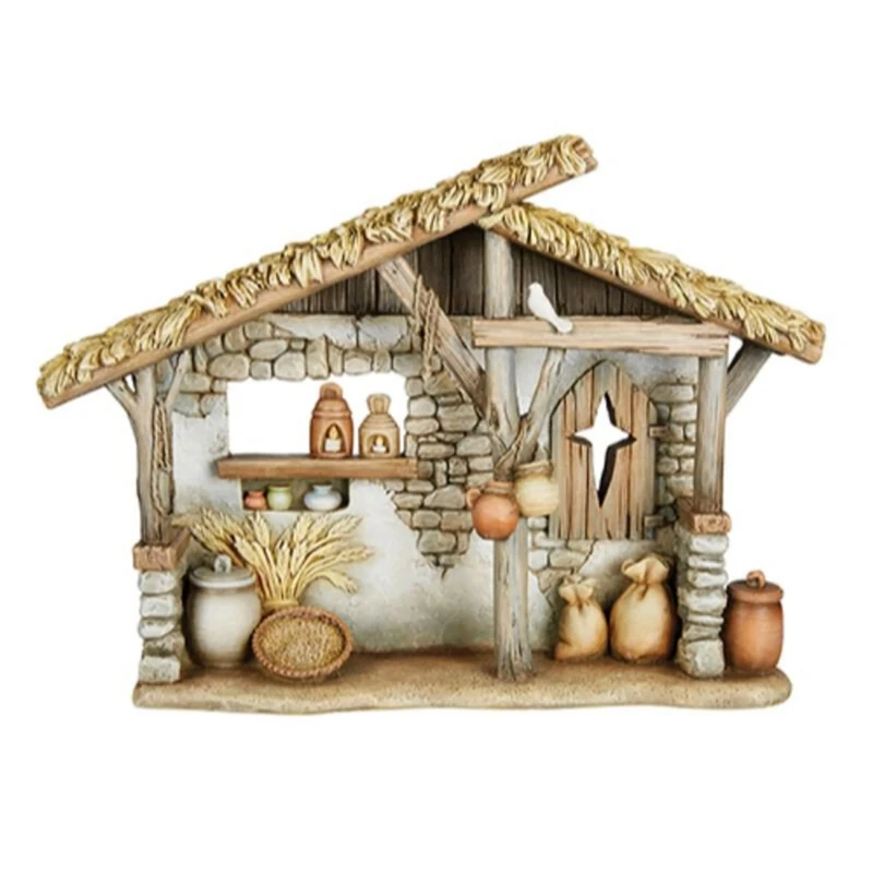 Christian Brands Bethlehem Nights Nativity Scene, Vinyl Resin, 31.5 x 22 cm, Stable