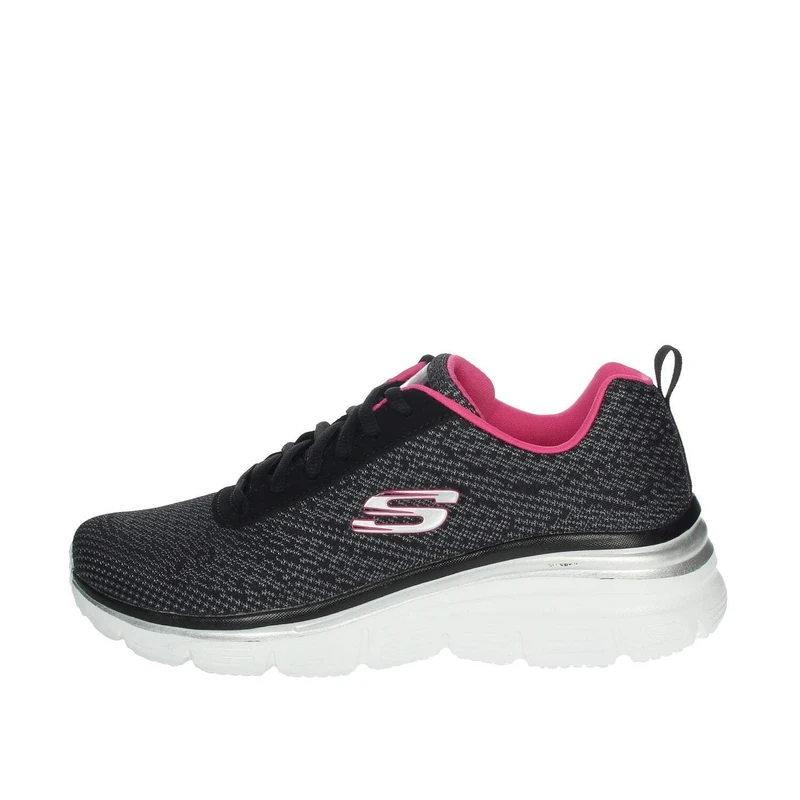 Skechers Women's Fashion Fit-bold Boundaries Trainers, Black Black Hot Pink Bkhp, 3 UK
