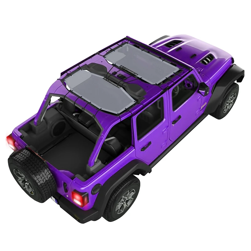 ALIEN SUNSHADE Jeep Wrangler 4 Door JLU 2-Piece Front & Rear Sun Shade Mesh Top Combo 2018+ (New Body Style) (Gray)