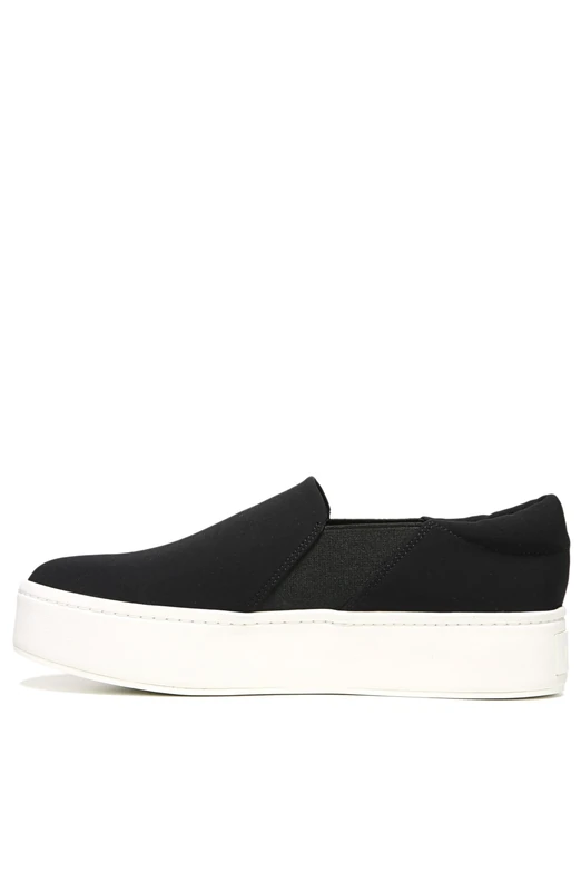 Vince Women's Warren Slip On Platform Sneaker, Black Micro Stretch, 5.5 UK