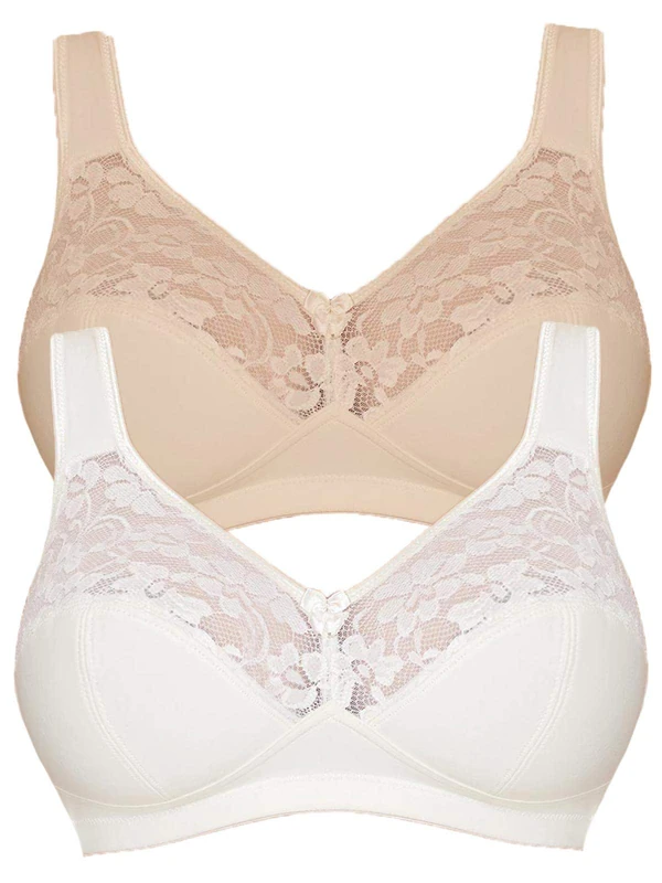Susa Women's Baumwoll BH Basic Bra, Ivory/Pure Beige,