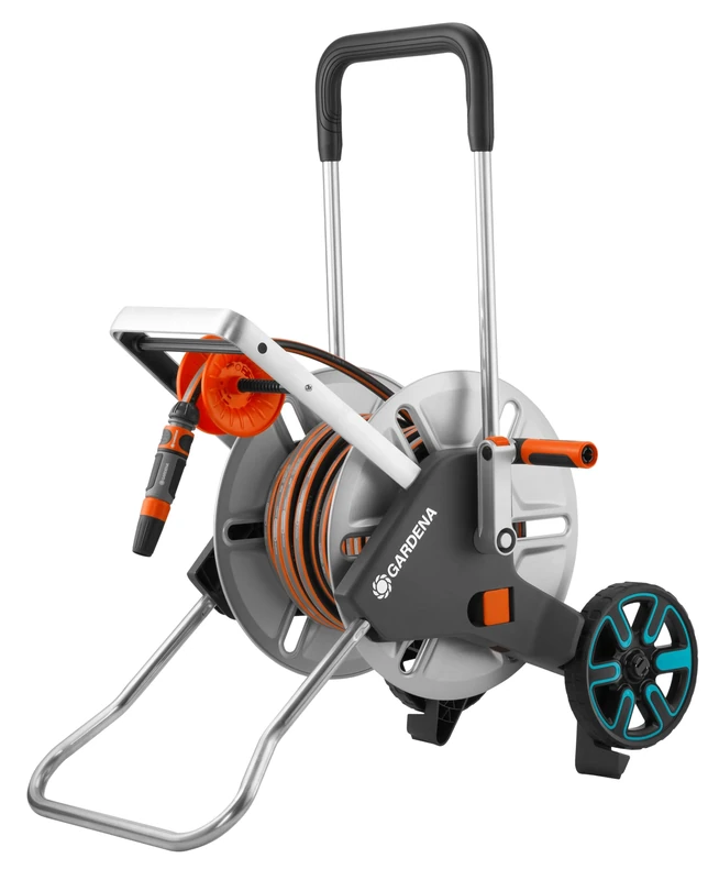 Gardena CleverRoll M Easy Metal Set: Hose trolley with 60 m capacity, very sturdy with a stable hose guide, includes 25 m hose (18547-20)