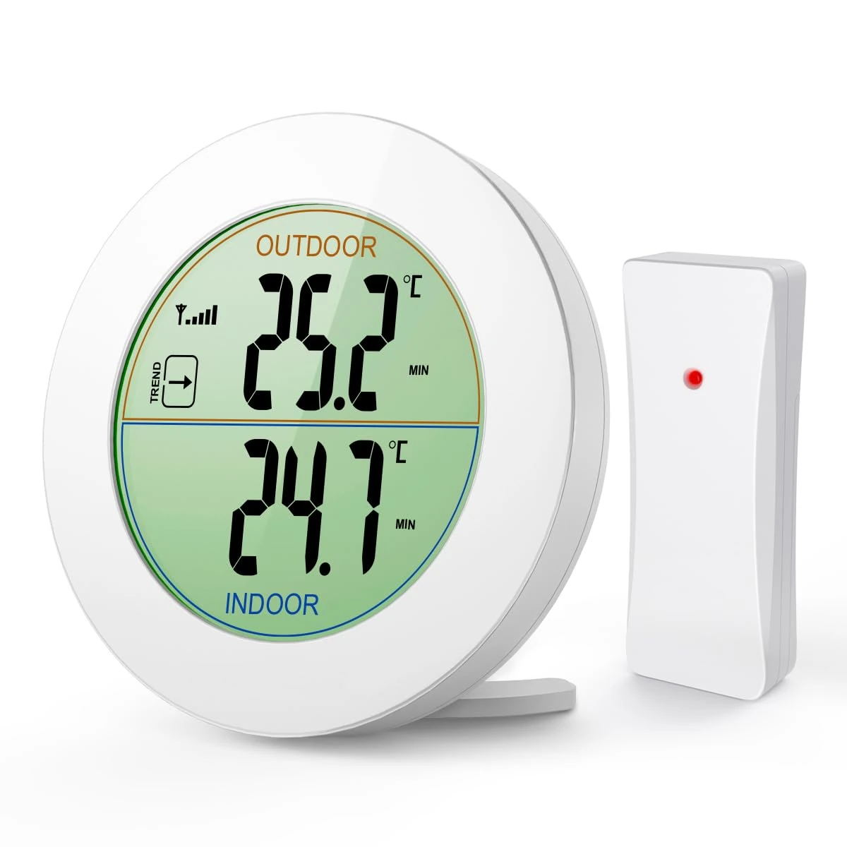 ORIA Indoor Outdoor Thermometer, Wireless Temperature Monitor, Digital LCD Thermometer with Remote Sensor, Outdoor Arrow Trends (°C/°F), Min/Max Value, Tabletop and Wall-mounted Design for Home