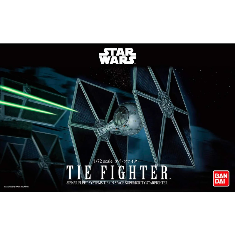 Revell 01201 TIE Fighter Bandai (Click System) 1:72 Scale Unbuilt, Pre-coloured, Click-Together (Non-Glue), Plastic Model Kit, Grey/Black
