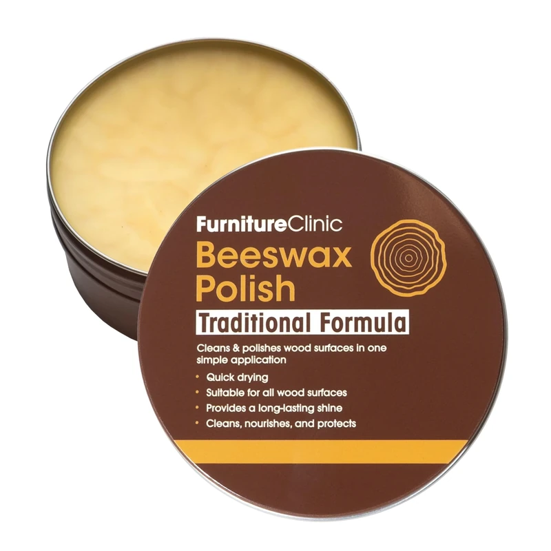 Furniture Clinic Clear Beeswax Polish for Wood & Furniture - 200ml - Natural Beeswax for All Types and Colours - Wood Furniture Polish to Protect & Enhance Any Wooden Surface