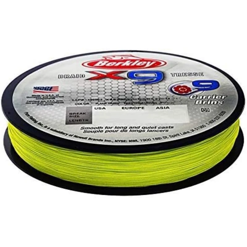 Berkley X9 Braided Fishing Line - 9 Strand Braid Line for Saltwater and Freshwater Fishing, Unisex,, Flame Green, 31.5kg| 328yd | 300m