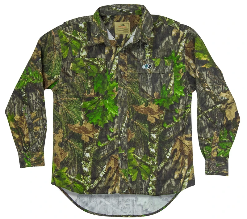 Mossy Oak Men's Mossy Oak Camouflage Cotton Mill 2.0 Hunt Shirt Long Sleeve, Obsession, S UK