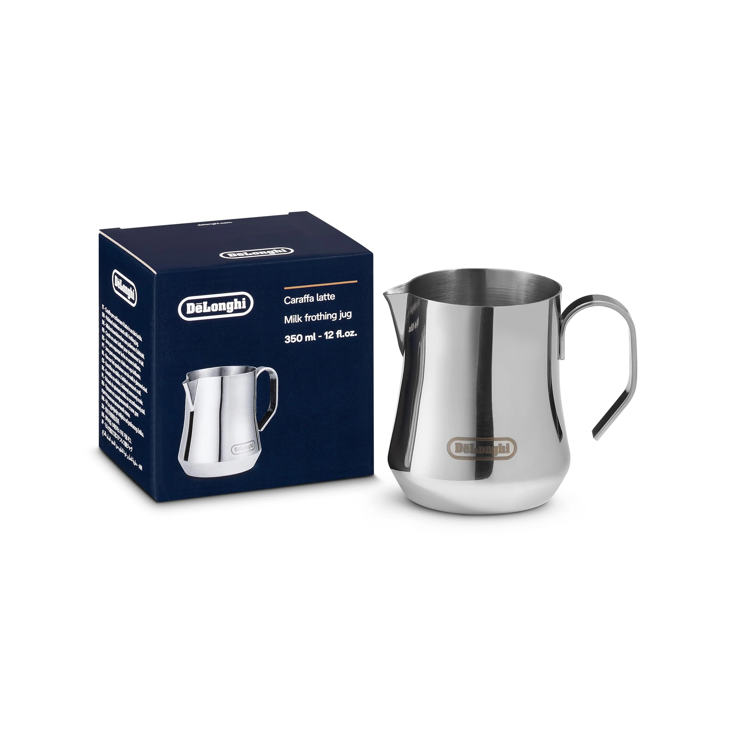 De'Longhi DLSC060 ECO 311.W / BK / R / B milk jug, 18/8 stainless steel, 350 ml, 12 oz
