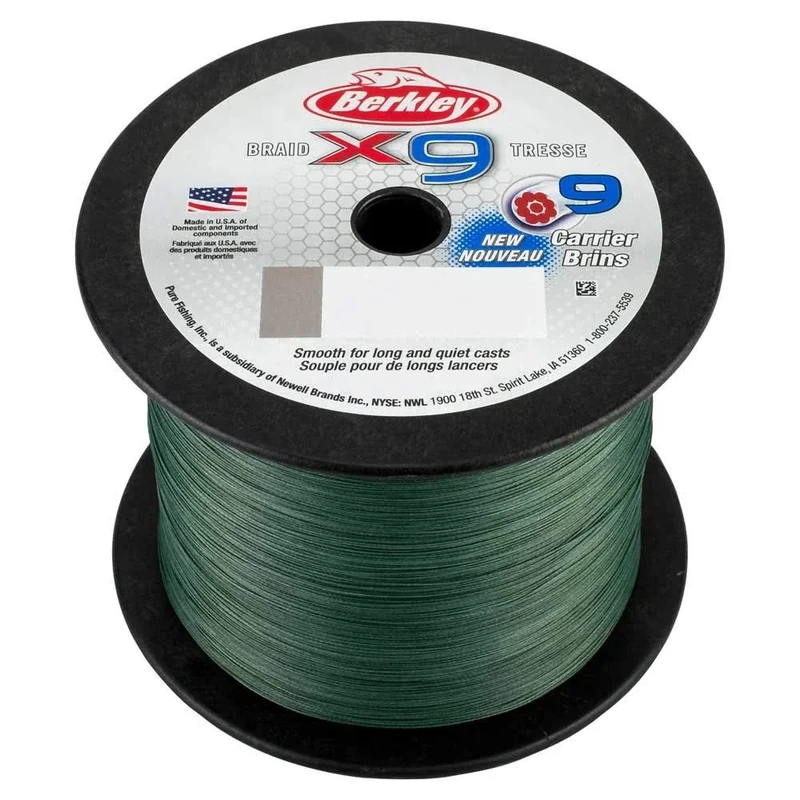 Berkley X9 Braided Fishing Line - 9 Strand Braid Line for Saltwater and Freshwater Fishing, Unisex,, Low-Vis Green, 6.40kg| 2188yd | 2000m