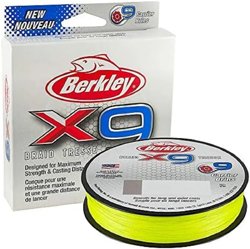 Berkley X9 Braided Fishing Line - 9 Strand Braid Line for Saltwater and Freshwater Fishing, Unisex,, Flame Green, 17.0kg| 328yd | 300m
