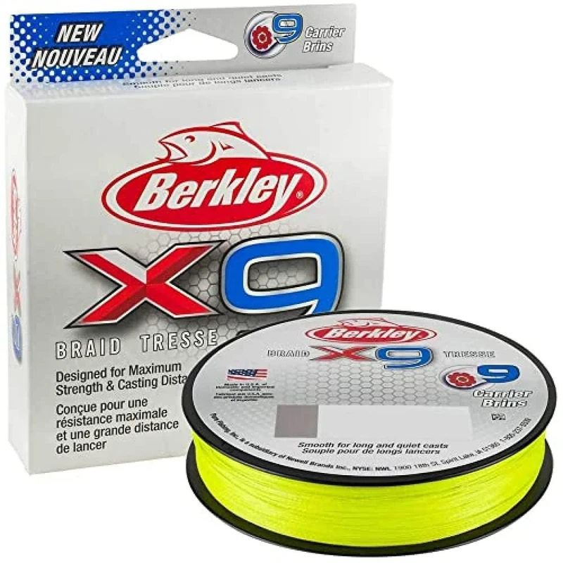 Berkley X9 Braided Fishing Line - 9 Strand Braid Line for Saltwater and Freshwater Fishing, Unisex,, Flame Green, 6.40kg| 328yd | 300m