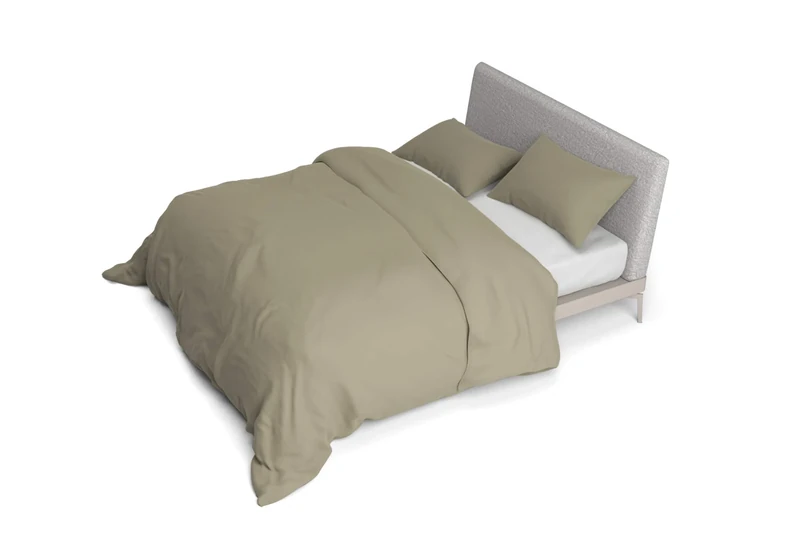 Satin Duvet Cover, 100% Cotton, Beige, Double