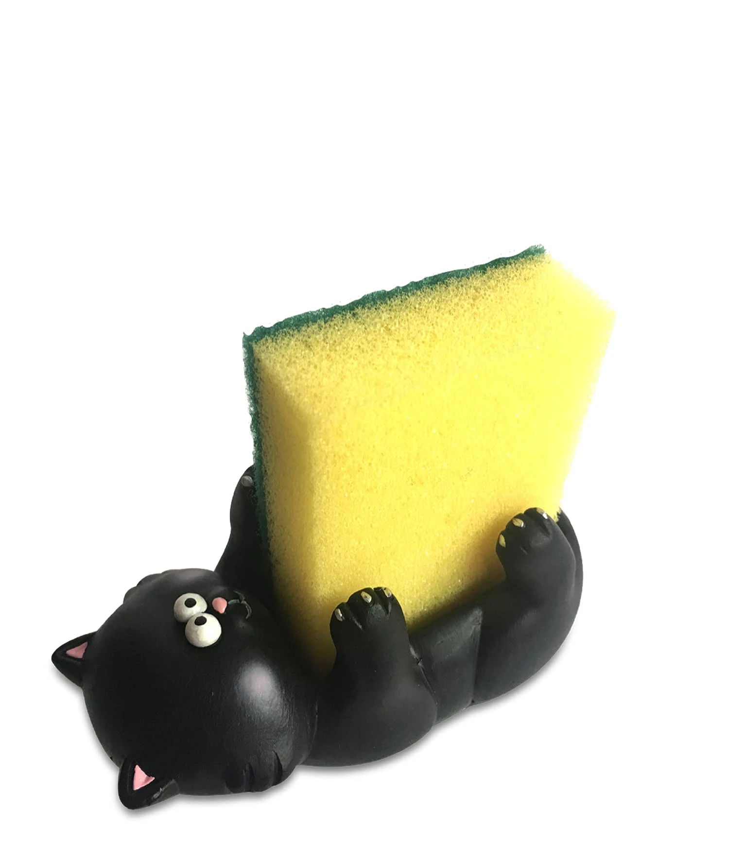 Paolo Chiari 18301 Gatto Kitchen Sponge Holder, Marmoresina, Black