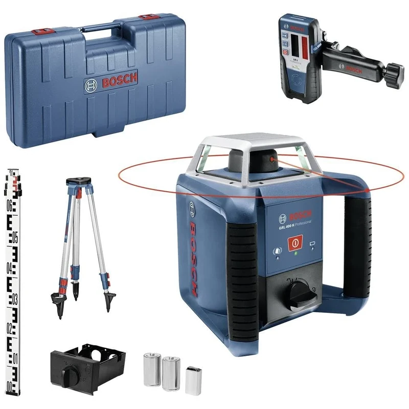 Bosch Professional Rotation Laser Level GRL 400 H (One-Button keypad, Receiver LR 1, Levelling Rod GR 2400, Tripod BT 152, Working Range: up to 400m (Diameter), in Carrying case)