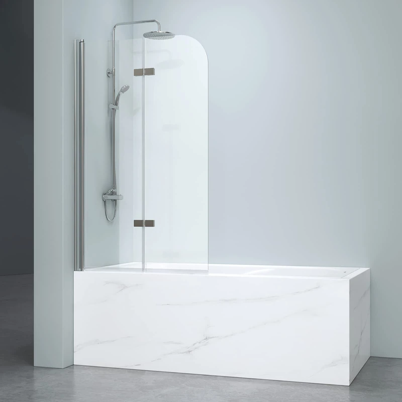 EMKE Shower Screen Bathtub Folding Wall 110 x 140 cm Shower Enclosure Bathtub Nano Easy Cleaning Coating