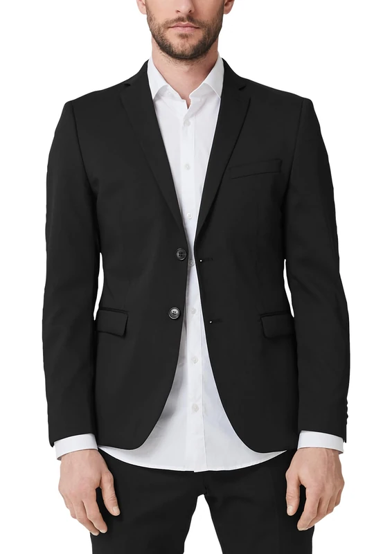 s.Oliver BLACK LABEL Men's Suit Jacket, Black, 22, Washable, Slim Fit