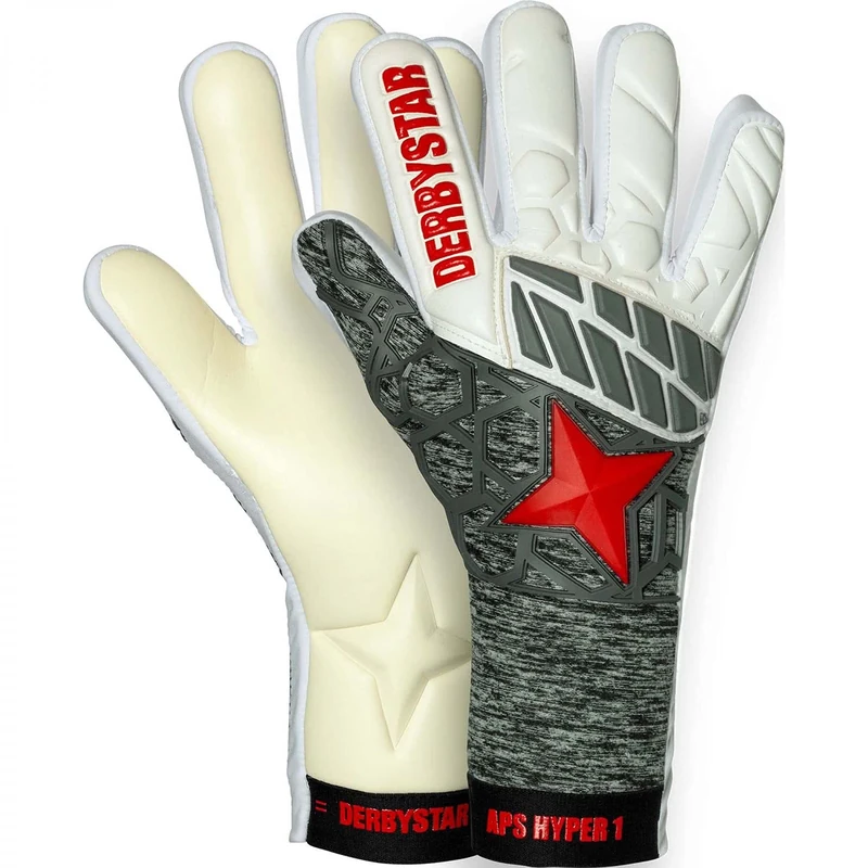 Derbystar APS Hyper I Gloves Unisex Gloves - White Grey Red, 12