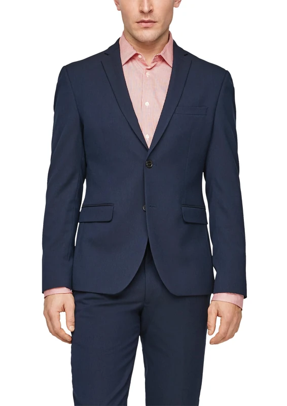 s.Oliver Black Label Men's Pinstripe Suit Jacket, Blue (Dark Blue), 24