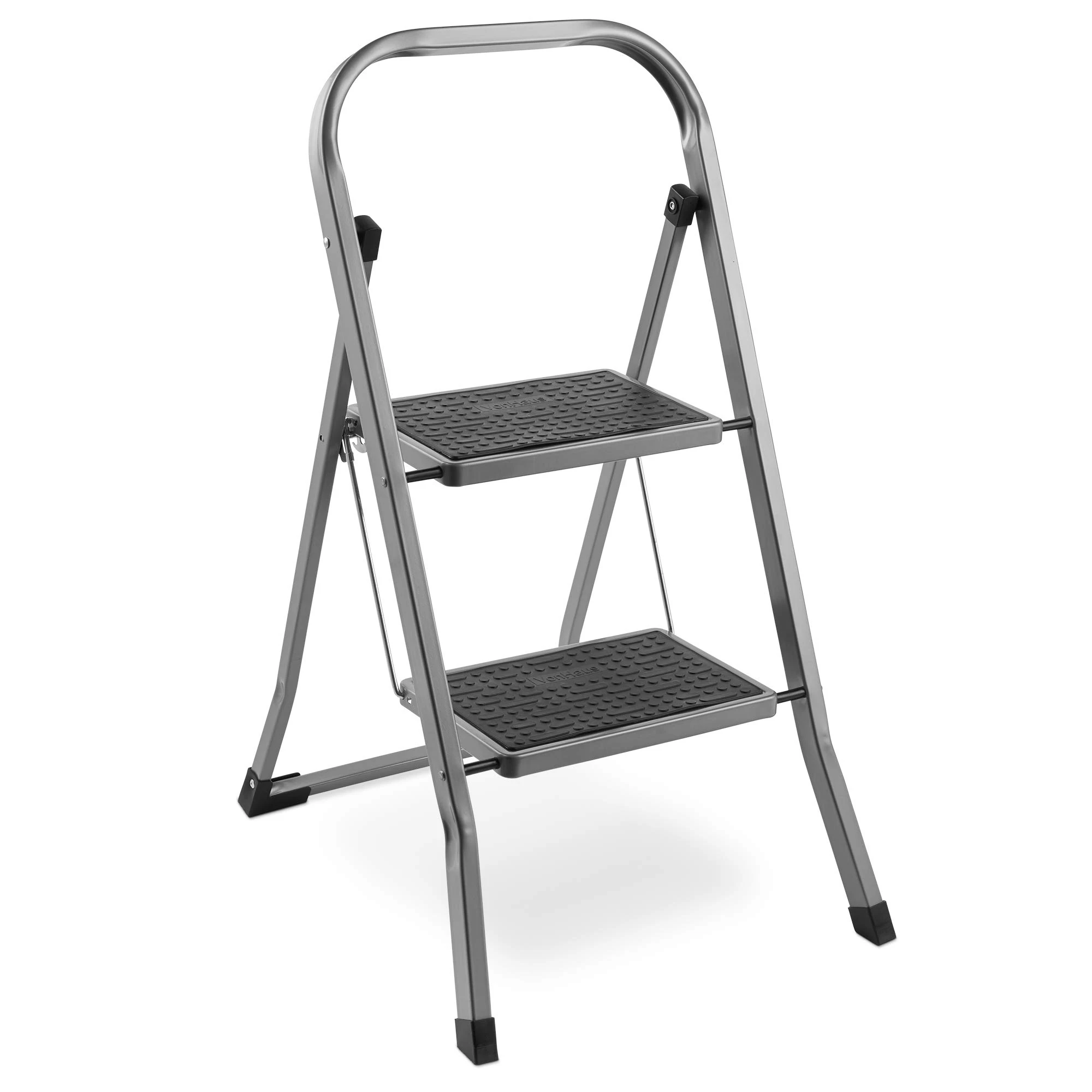 VonHaus 2 Step Steel Ladder – Anti Slip Feet – Easy to Store Foldable Design – Ideal for Home/Kitchen/Garage 150KG Max Capacity