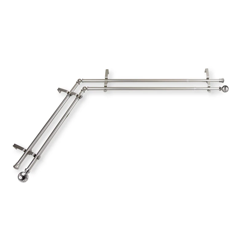 Rod Desyne Corner Window Double Rod, Satin Nickel, 28-48"