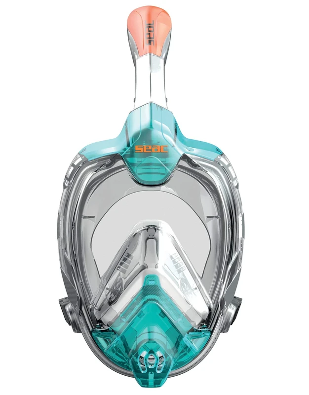 SEAC Libera, New Generation Integrated Snorkeling Mask, Hypoallergenic Silicone, Quick Release, 4 Sizes, blue/orange, L/XL