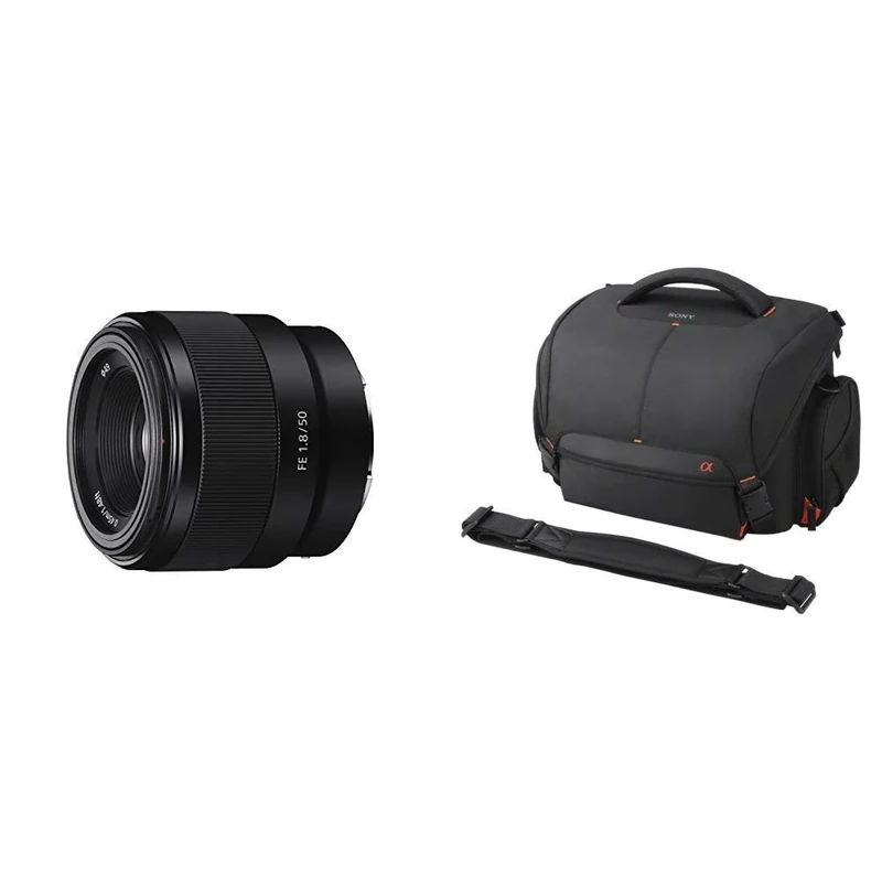 Sony SEL50F18F E Mount Full Frame 50 mm F1.8 Prime Lens + Alpha LCS-SC8 DSLR System Case - Black