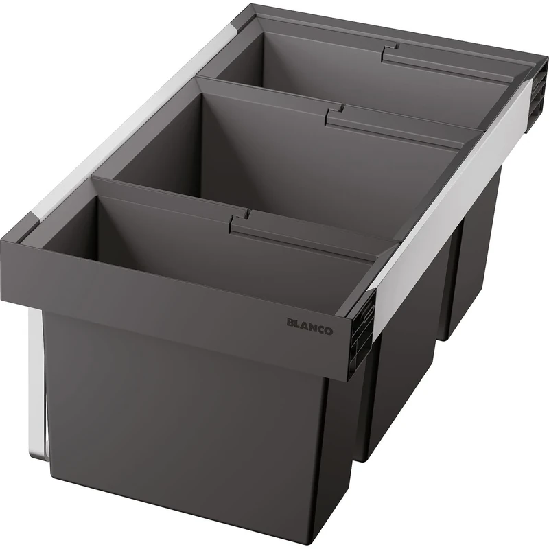 BLANCO Kitchen Waste sorter Container 80/3-525221, Black, Medium (Contemporary, 3 Chambers, 13.0 liters)