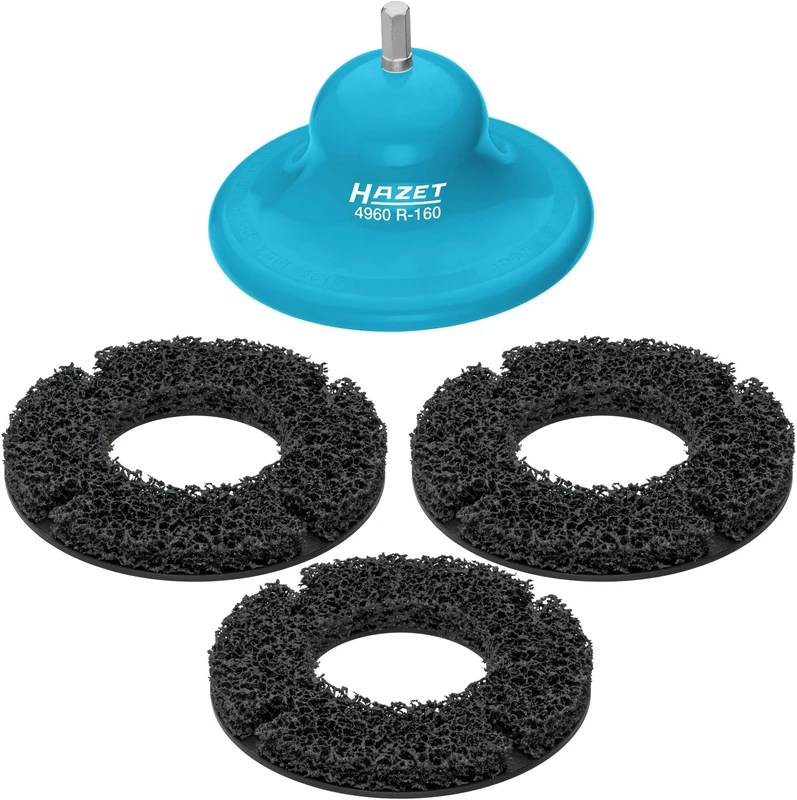 HAZET Wheel Hub Grinder 4960R-160/4 | Set of 4 | for Wheel Hubs up to 160 mm Diameter | Approx. 100 Vehicles per Disc | Quick and Easy Cleaning of Wheel Hubs and Brake Discs