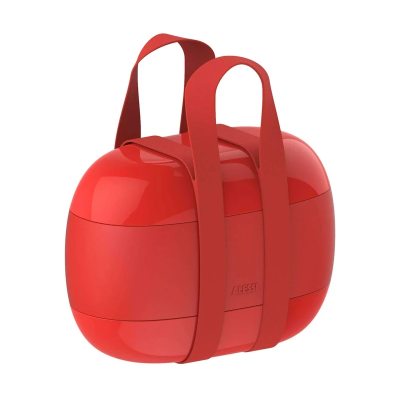 Alessi Food à Porter SA02 G – Three-Piece Lunch Box, Thermoplastic, Red, 10 cm