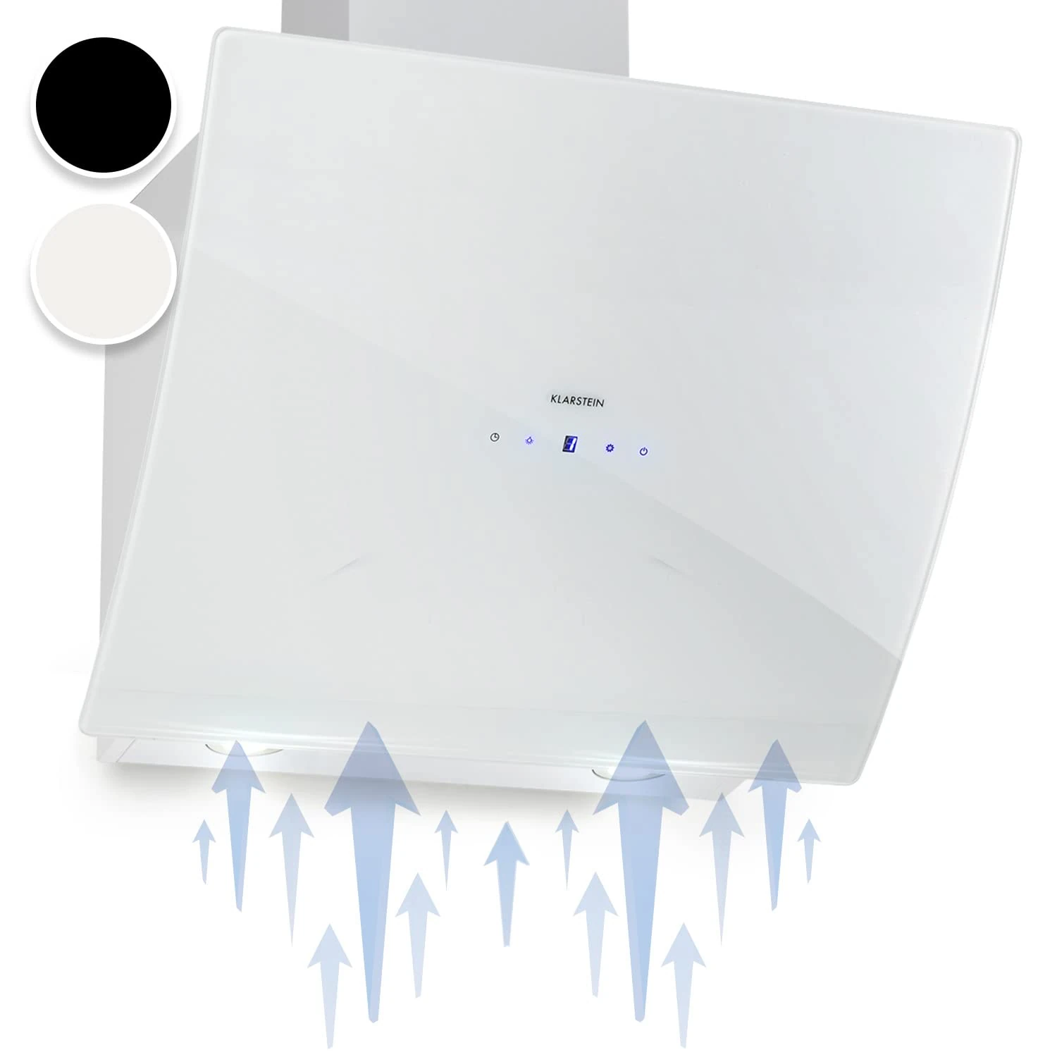 Klarstein Cooker Hood, Extractor Fan for Kitchen w/Dishwasher Safe Aluminium Grease Filter, 595m³/h Airflow, LEDs, Touch Controls Cooker Hoods, Wall Mount Steel Fan Vent Hoods, Kitchen Extractor Fan