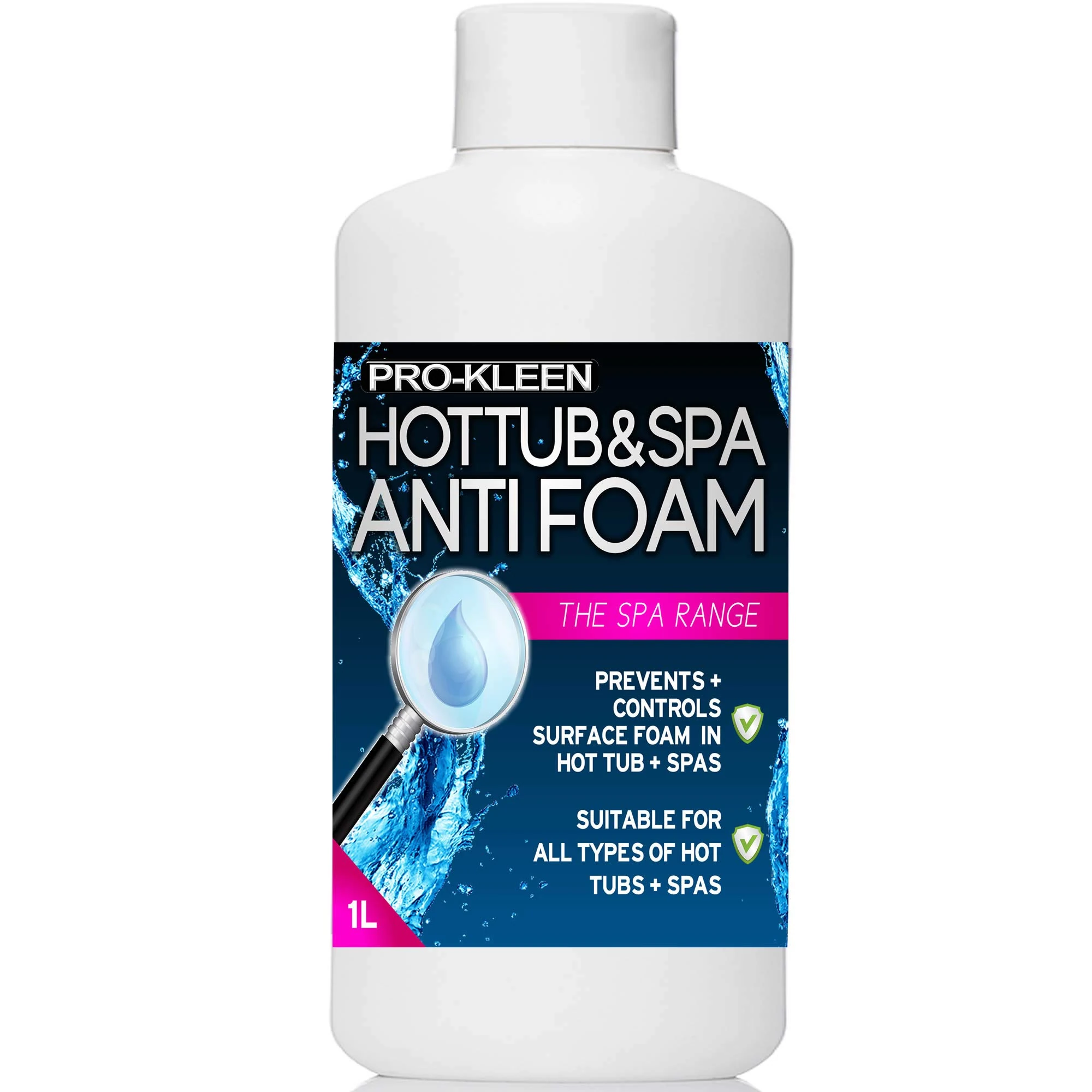 Pro-Kleen Hot Tub & Spa Anti Foam 1L - Defoams Hot Tubs & Spas - Suitable for all Hot Tubs & Spas - Easy To Use