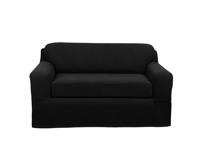 MAYTEX Loveseat Couch Furniture Cover Slipcover, Polyester, Black - Image 1