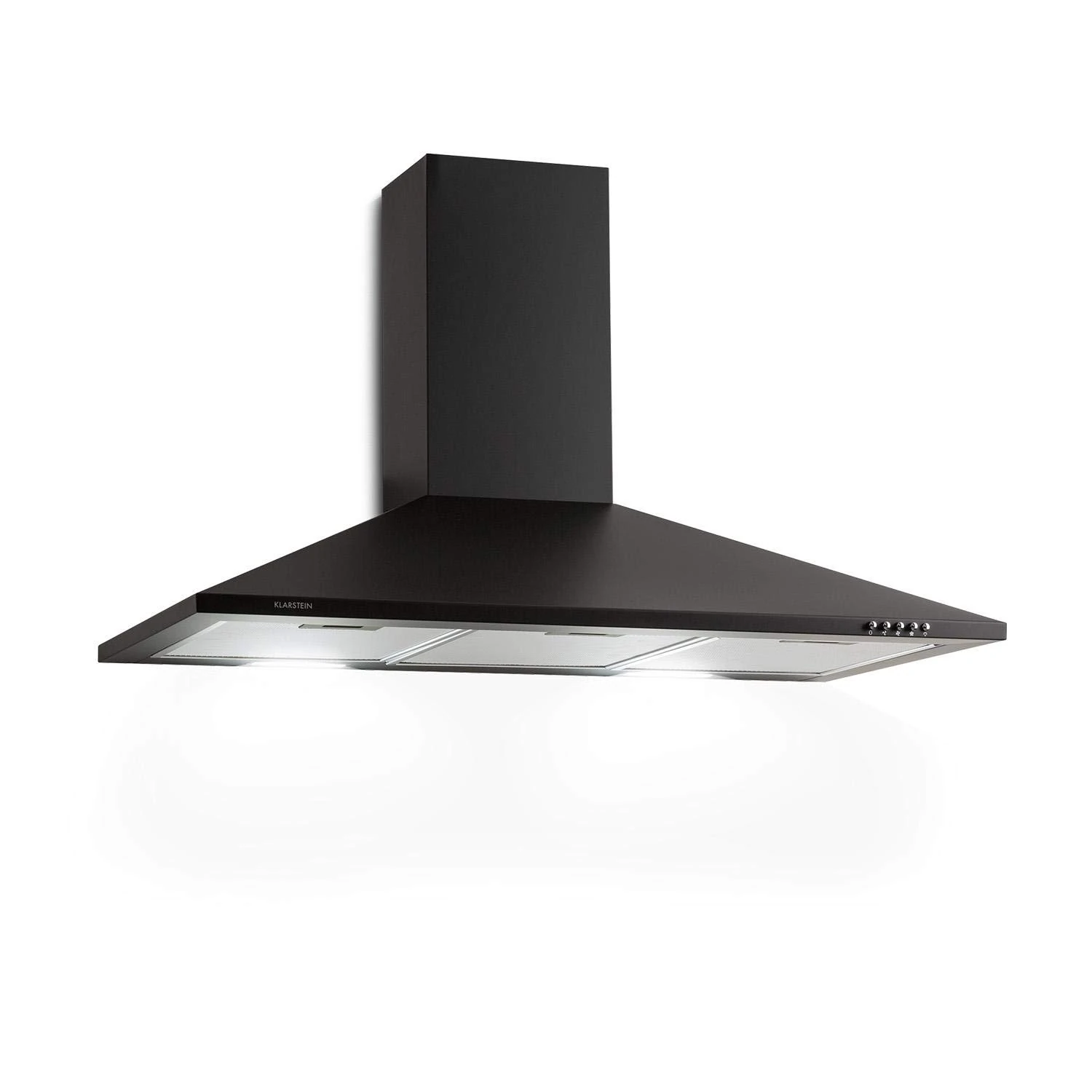 Klarstein Zugspitze 90 Extractor Hood - Wall Hood, Wall Extractor Fan, 65 W, max. 310m³ / h Exhaust air Output, Extract air/circulating air, Grease Filter, Black